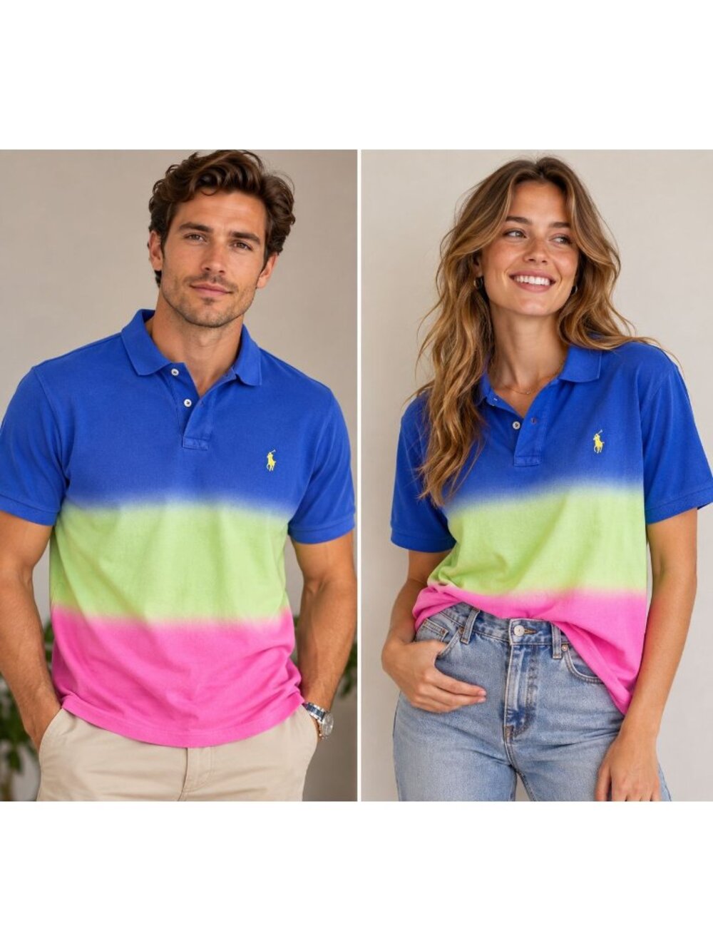 Polo Ralph Lauren Blue Label Custom  Fit Color Blocking Collar Polo Shirt, XL